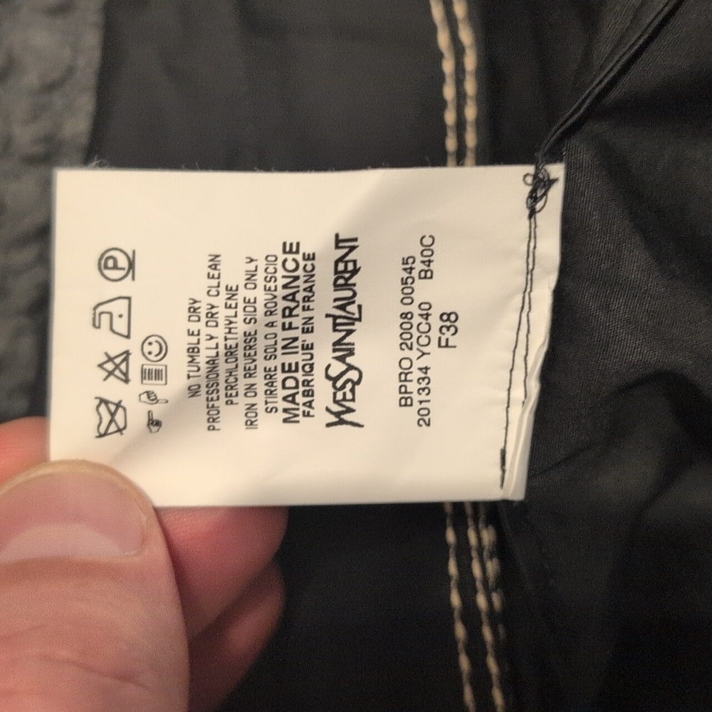 Authentic Saint Laurent Black Blouse With White Trim Size S -‎ Made In France - Picture 6 of 6